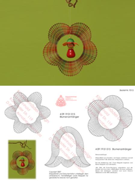 015 Klöppelbrief "3 Blumenanhänger"