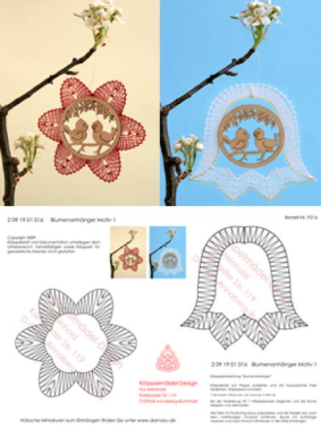 016 Klöppelbrief Blumenanhänger Motiv 1