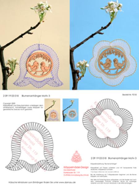 018 Klöppelbrief Blumenanhänger Motiv 3