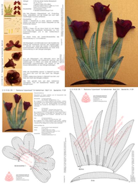 139 Klöppelbrief Keilrahmenbild "Barbaras Tulpenbeet"