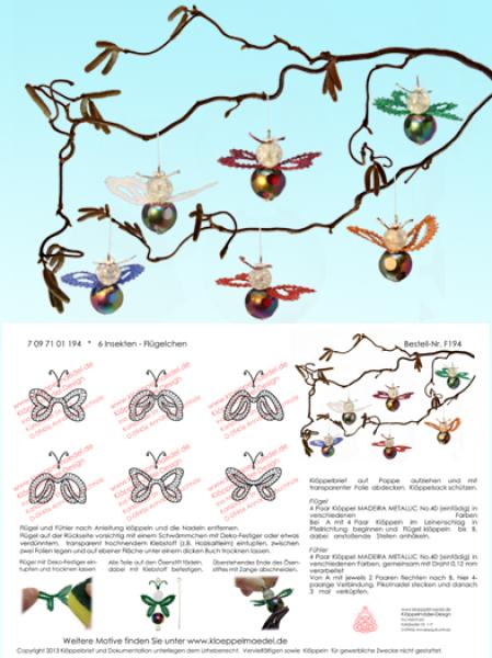 195 Klöppelbrief 6 Flügelchen für Insekten