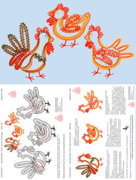 241 Klöppelbrief „Hühnerfamilie“