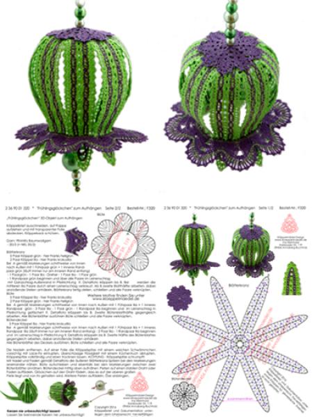 320 Klöppelbrief "Frühlingsglöckchen" 3​D-Objekt zum Aufhängen​​​