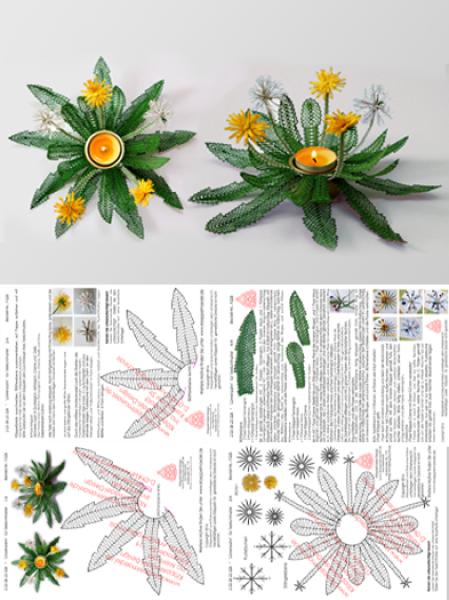 328 Klöppelbrief  „Maiblumen"- Blüten und Blätter für Teelichthalter