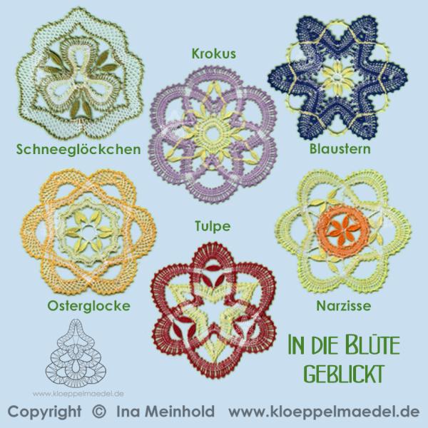 426 Klöppelbrief "Osterglocke und Narzisse” in die Blüte geblickt