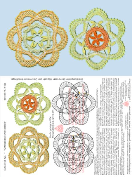 426 Klöppelbrief "Osterglocke und Narzisse” in die Blüte geblickt