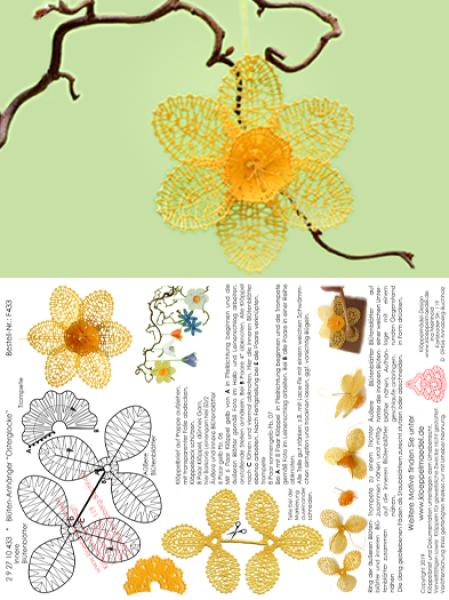 433 Klöppelbrief "Osterglocke" in 3D-Optik zum Aufhängen