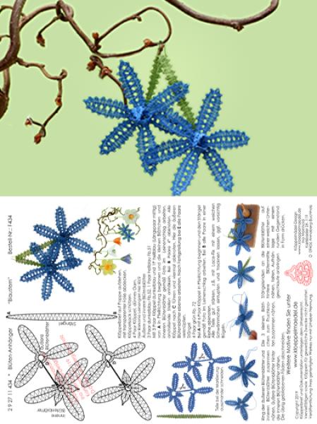 434 Klöppelbrief "Blaustern" - Frühblüher in 3D-Optik zum Aufhängen