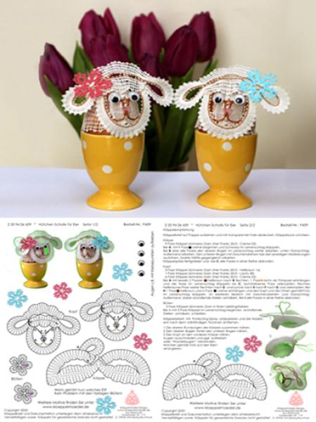 459 Klöppelbrief Hütchen „Schafe" für Eier