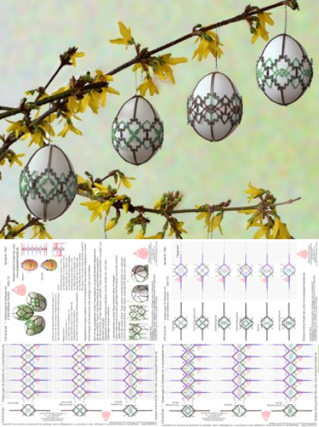 461 Klöppelbrief Verzierungen für Ostereier mit 6 verschiedenen Mustern