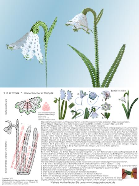 504 Klöppelbrief "Märzenbecher"   -   Blümchen in 3D-Optik