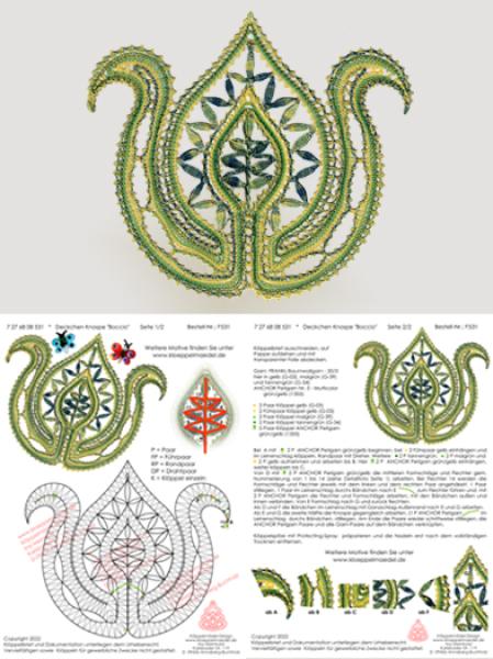 531 Klöppelbrief Deckchen Knospe "Boccio"
