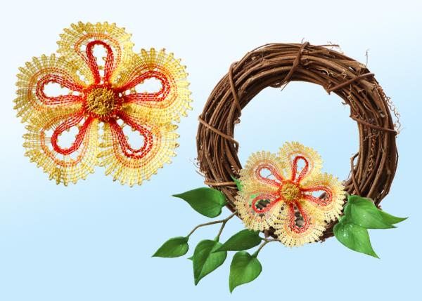 647 Klöppelbrief Blüte "Primel" - Frühblüher in 3D-Optik zum Aufhängen