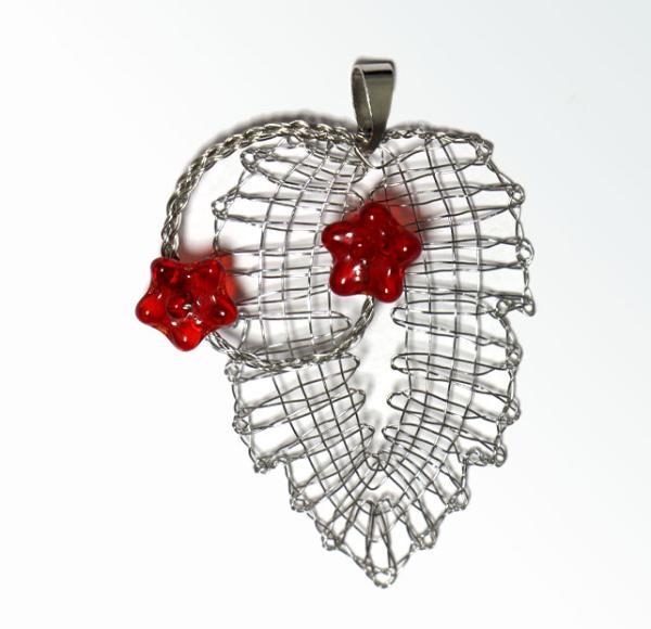 402 Klöppelschmuck Bastelset  „Zwei-Blümchen-Blatt“