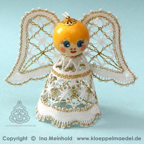 P103 Zubehörset "Sternchen-Engel" mit handbemalten Holzköpfchen gold