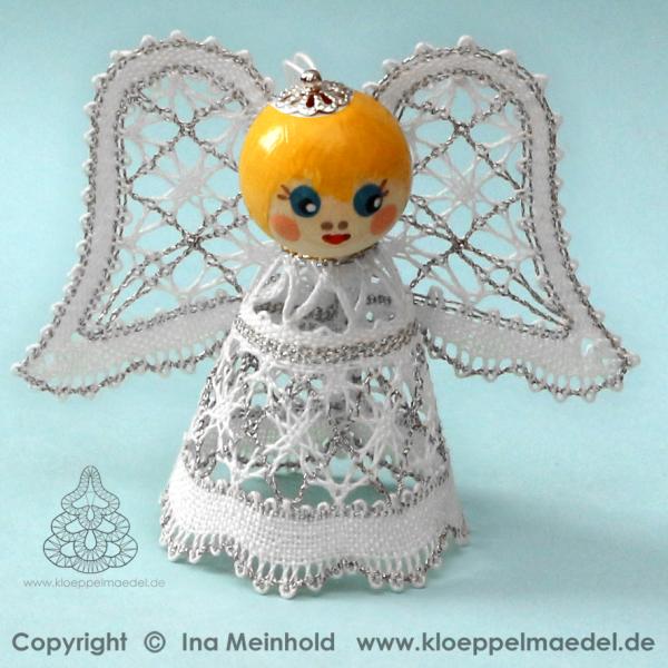 P104 Zubehörset "Sternchen-Engel" mit handbemalten Holzköpfchen silber