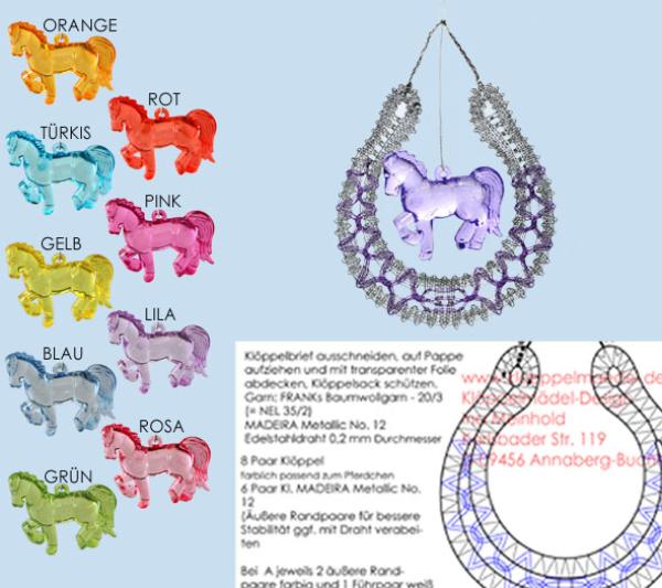 400 Bastelset  „Pferdchen im Glück“ mit farbigen Acryl-Pferdchen