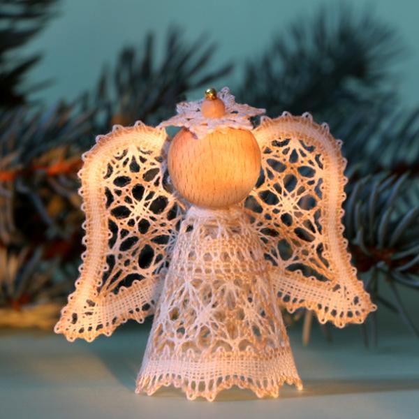 450 Bastelset Sternchen-Engel "Natur" mit Holzköpfchen