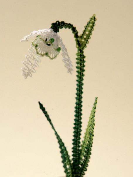 019 Klöppelbrief "Schneeglöckchen" - Blümchen in 3D-Optik