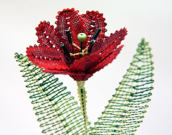 167 Klöppelbrief "Tulpe"   -   Blümchen in 3D-Optik