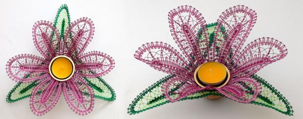 233 Klöppelbrief „Krokus“ - Blüte für Teelichthalter