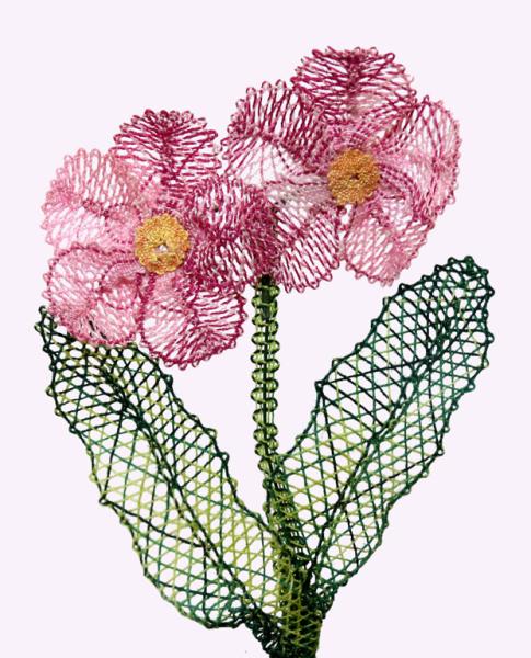 248 Klöppelbrief "Primel"  -   Blümchen in 3D-Optik