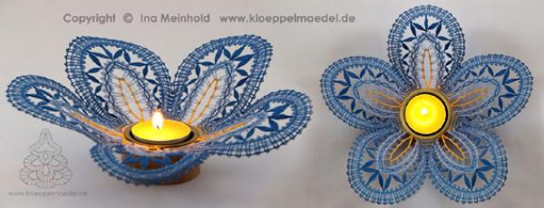 398 Klöppelbrief Blütendeckchen "Vergissmeinnicht"