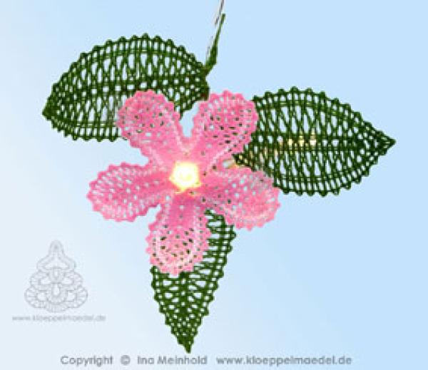 324 Klöppelbrief  „Kirschblüte“ in 3D-Optik