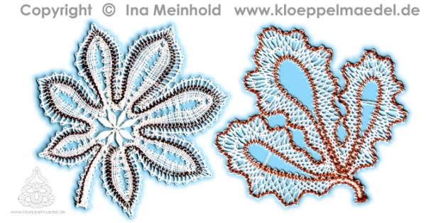 413 Klöppelbrief "Kastanienblatt und Eichenblatt"