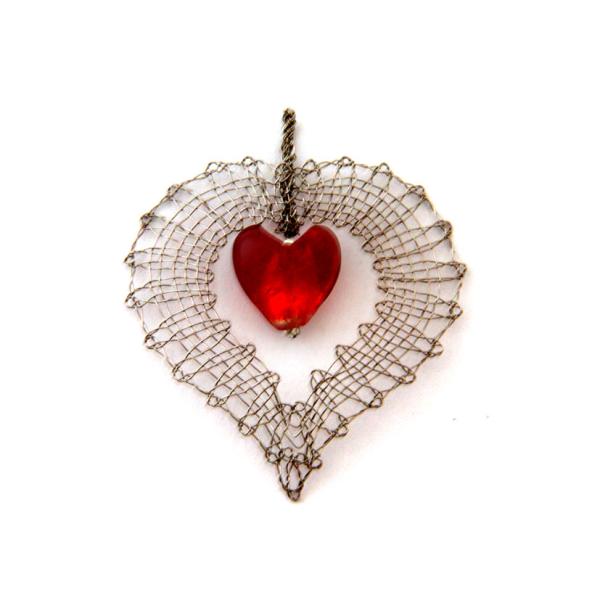 242 Klöppelschmuck Bastelset „Herz für Mutti“