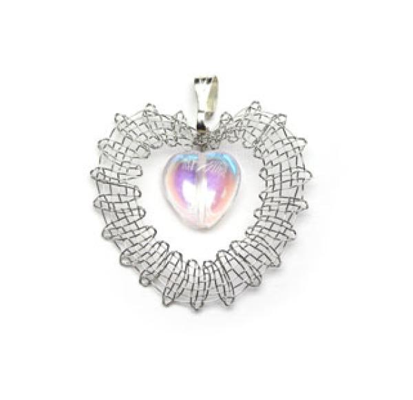 281 Klöppelschmuck Bastelset  „Kristallherz“ perlmutt