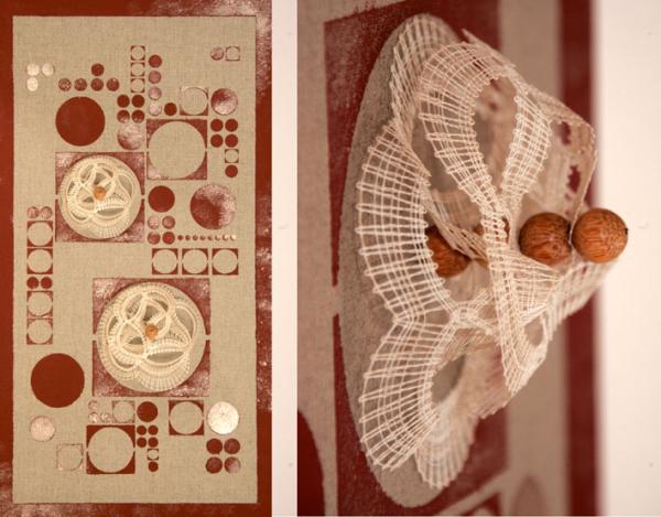 037 Klöppelbrief Keilrahmenbild "Waves"