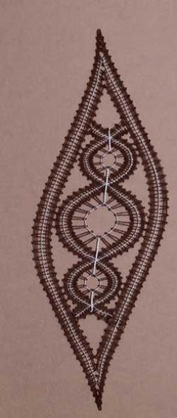 136 Klöppelbrief Rhombenmotiv "Kreise"