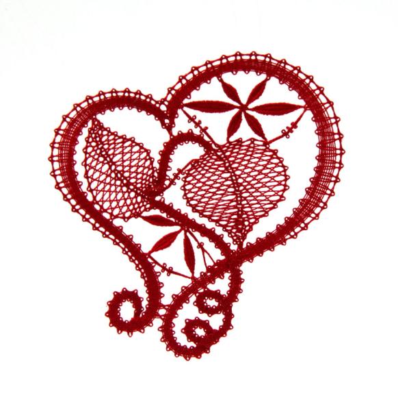 153 Klöppelbrief Kleines Valentinsherz „Blüten und Blätter“