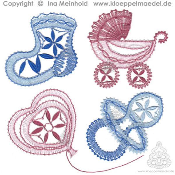 399 Klöppelbrief 4 Motive „Baby"