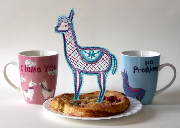 408 Klöppelbrief "Lama - Alpaka" mit Anleitung zum Verzieren der Tasche