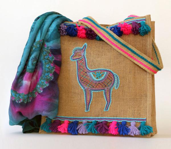 408 Klöppelbrief "Lama - Alpaka" mit Anleitung zum Verzieren der Tasche