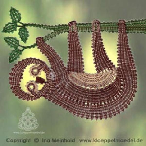 414 Klöppelbrief Faultier "Elfriede"