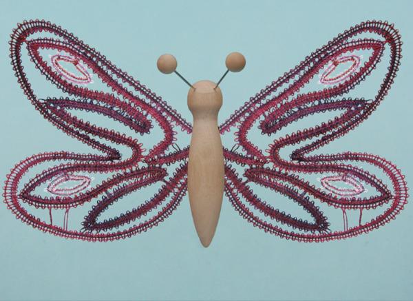 030 Klöppelbrief Libelle "Blaue Jungfer" für Holzkörper