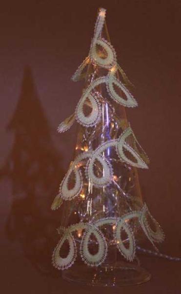 133 Klöppelbrief  „Schleifchenband“   für Glas-Tannenbaum