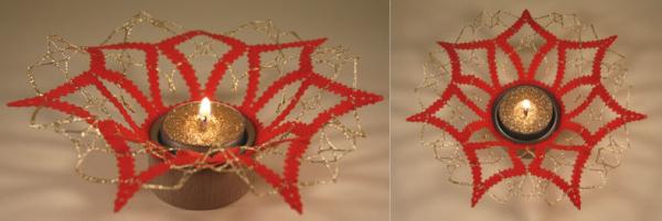 161 Klöppelbrief  „Zaubersternchen“ für Teelichthalter