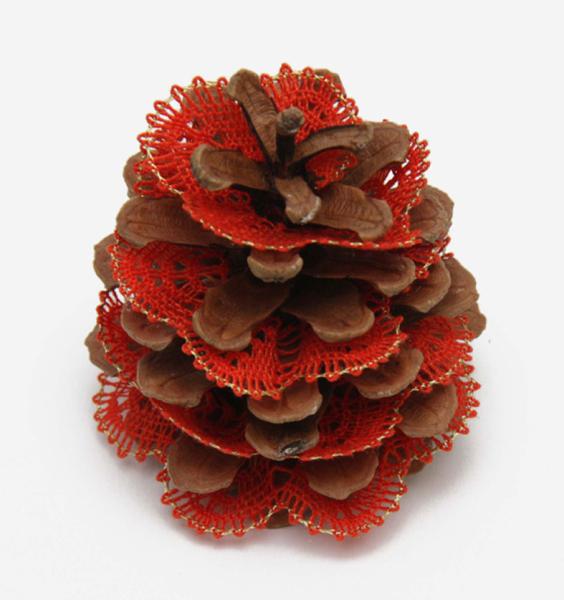 193 Klöppelbrief "Große Fächerspirale" für Kiefernzapfen