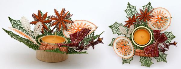 255 Klöppelbrief  „Gewürzkranz“  für Teelichthalter