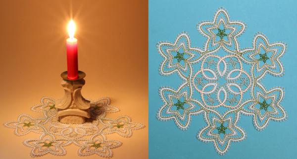 307 Klöppelbrief Decke „Christrosen“