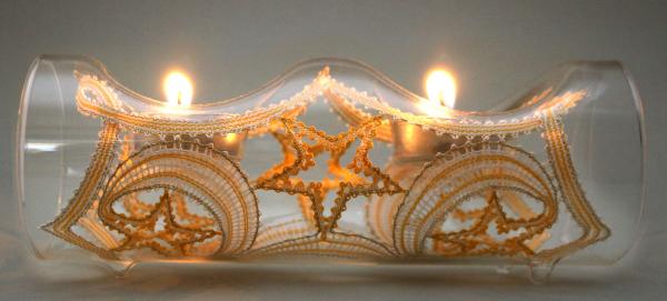 340 Klöppelbrief 3D- Einsatz "Mond und Sterne" für Glasleuchter