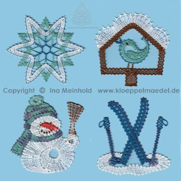 347 Klöppelbrief 4 Motive „Winter"