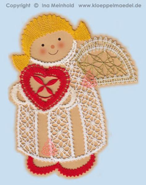 349 Klöppelbrief „Engel mit Herz“