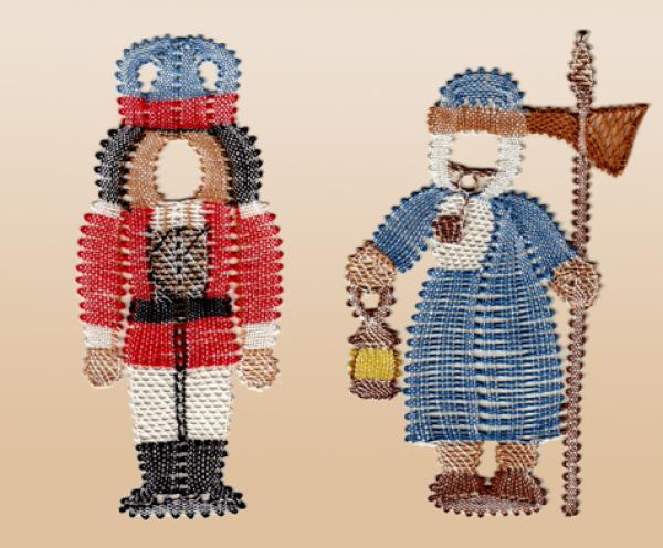 417 Klöppelbrief 2 Motive Erzgebirgsweihnacht  "Nussknacker und Räuchermann"