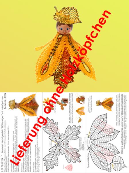 224 Klöppelbrief Herbstgeistlein "Blätterreigen“ ohne Holzköpfchen