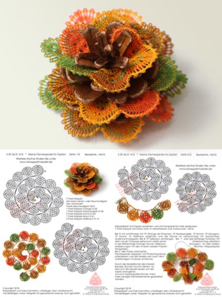 410 Klöppelbrief "Kleine Fächerspiralen"